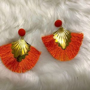 Orange tassel earrings